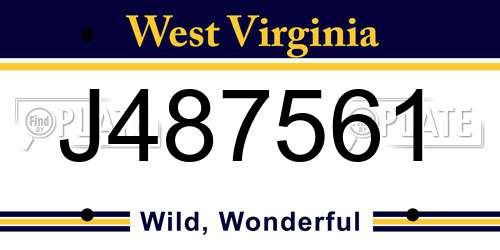J487561 West Virginia License Plate