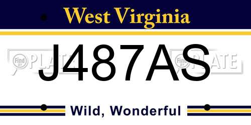 J487AS West Virginia License Plate