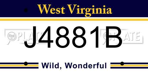 J4881B West Virginia License Plate