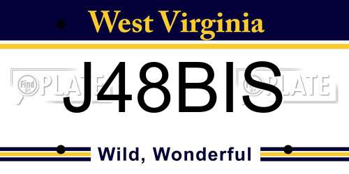 J48BIS West Virginia License Plate