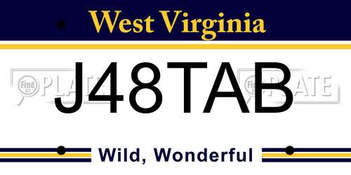 J48TAB West Virginia License Plate