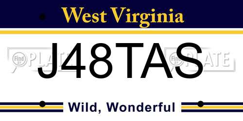 J48TAS West Virginia License Plate