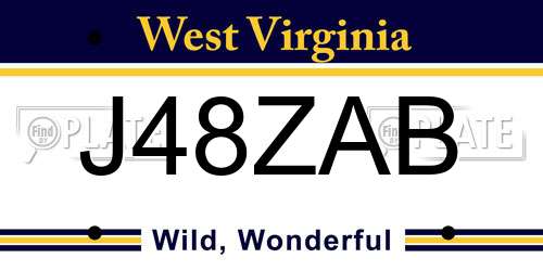 J48ZAB West Virginia License Plate