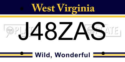 J48ZAS West Virginia License Plate