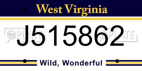 J515862 West Virginia License Plate