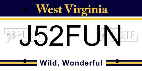 J52FUN West Virginia License Plate