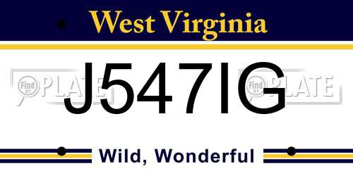 J547IG West Virginia License Plate