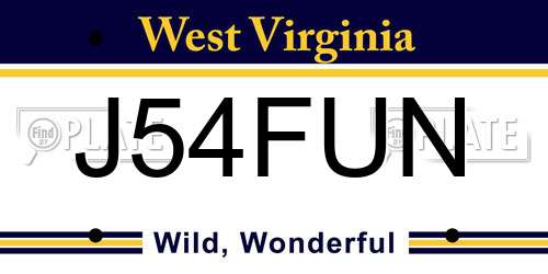 J54FUN West Virginia License Plate
