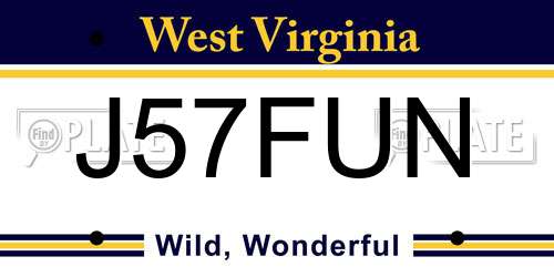 J57FUN West Virginia License Plate