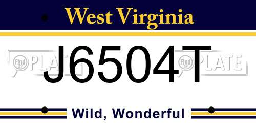 J6504T West Virginia License Plate
