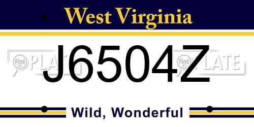 J6504Z West Virginia License Plate