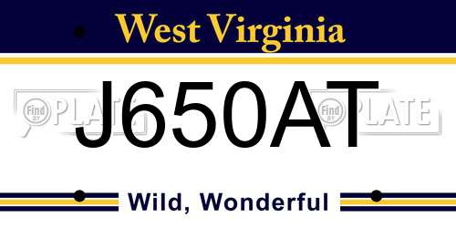 J650AT West Virginia License Plate