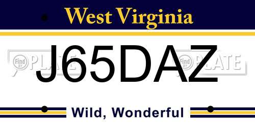 J65DAZ West Virginia License Plate
