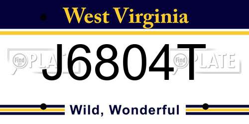J6804T West Virginia License Plate