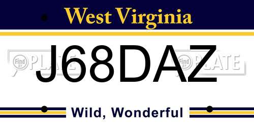J68DAZ West Virginia License Plate