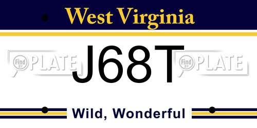J68T West Virginia License Plate