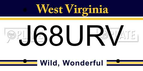 J68URV West Virginia License Plate