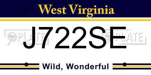 J722SE West Virginia License Plate
