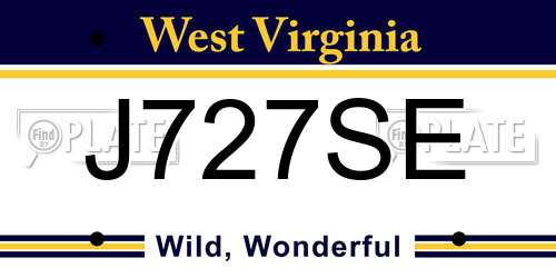 J727SE West Virginia License Plate