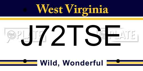 J72TSE West Virginia License Plate
