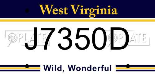 J7350D West Virginia License Plate
