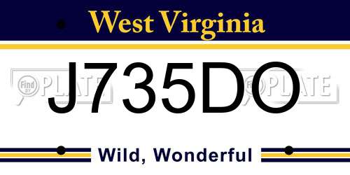 J735DO West Virginia License Plate