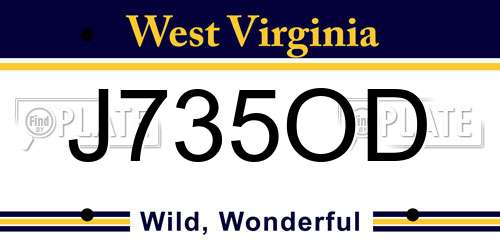 J735OD West Virginia License Plate