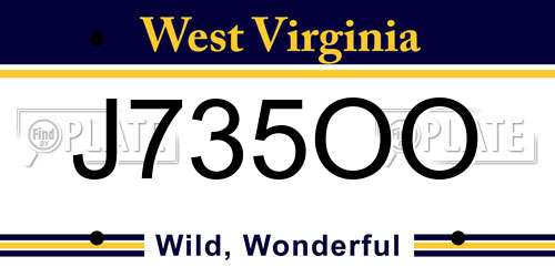 J735OO West Virginia License Plate