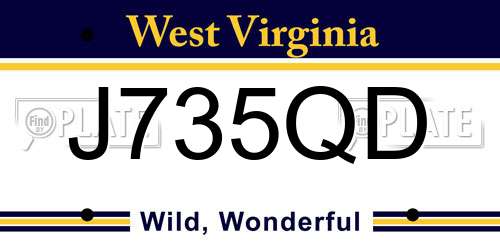 J735QD West Virginia License Plate