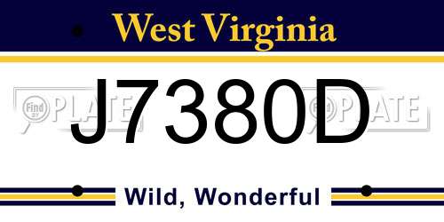J7380D West Virginia License Plate