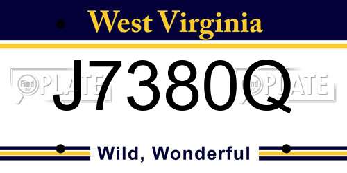 J7380Q West Virginia License Plate