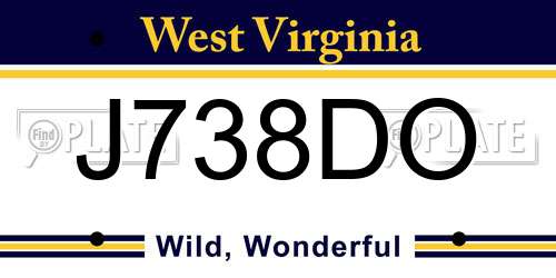J738DO West Virginia License Plate