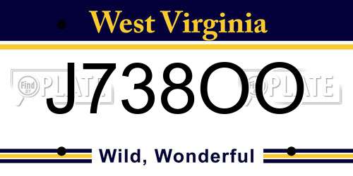 J738OO West Virginia License Plate