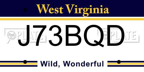 J73BQD West Virginia License Plate