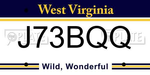 J73BQQ West Virginia License Plate
