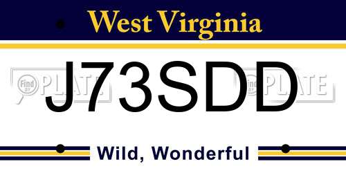 J73SDD West Virginia License Plate
