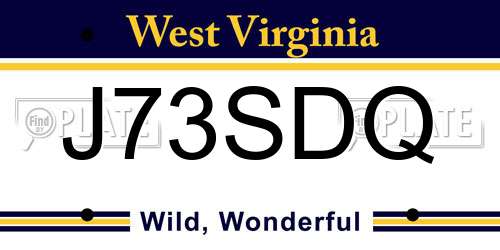 J73SDQ West Virginia License Plate