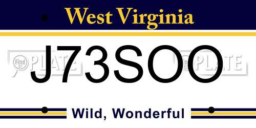 J73SOO West Virginia License Plate