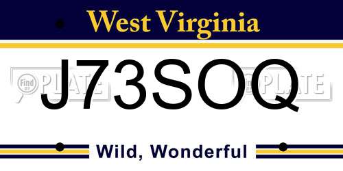 J73SOQ West Virginia License Plate