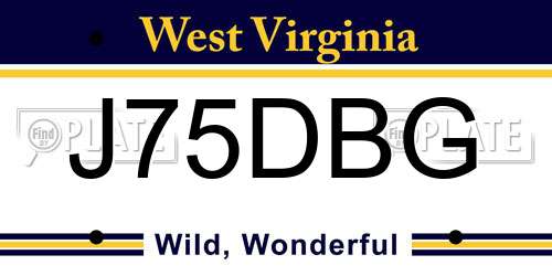 J75DBG West Virginia License Plate