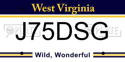 J75DSG West Virginia License Plate