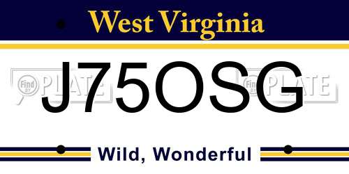 J75OSG West Virginia License Plate