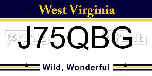 J75QBG West Virginia License Plate