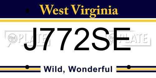 J772SE West Virginia License Plate