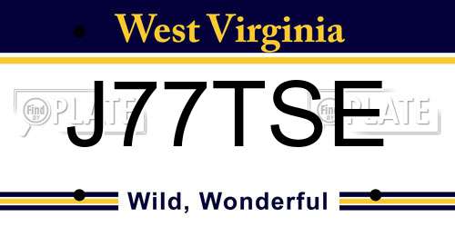 J77TSE West Virginia License Plate