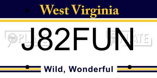 J82FUN West Virginia License Plate