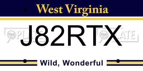 J82RTX West Virginia License Plate