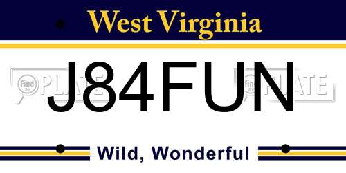 J84FUN West Virginia License Plate