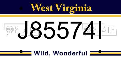 J85574I West Virginia License Plate