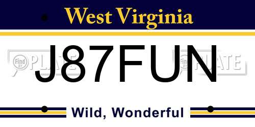 J87FUN West Virginia License Plate